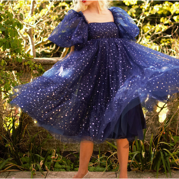 Fanciful Doll The Cosmic Moonchild Midi Dress Pink Size Small - Picture 11 of 13